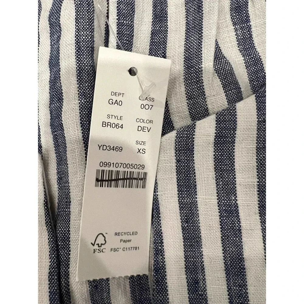 J crew Flutter-sleeve linen V-neck top in stripe